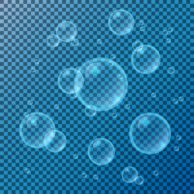 Realistic soap bubbles set isolated vector illustration