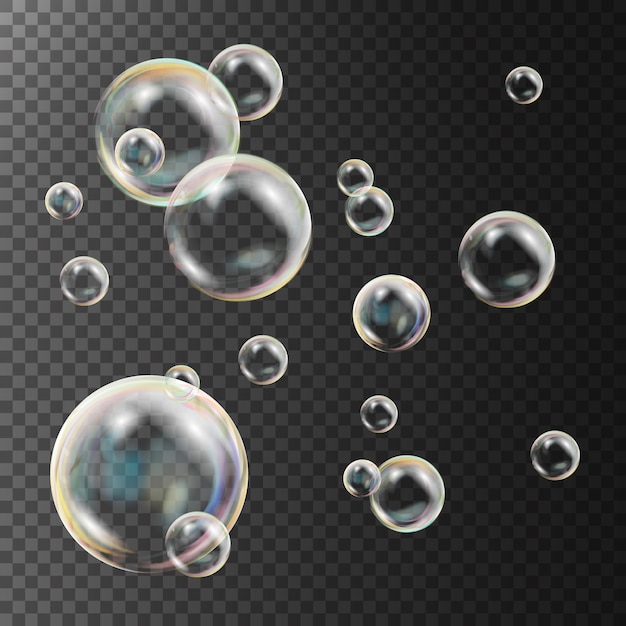 Vector realistic soap bubbles