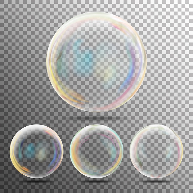 Vector realistic soap bubbles