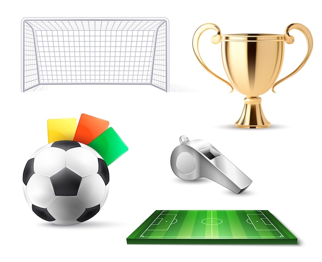 Realistic soccer element set collection