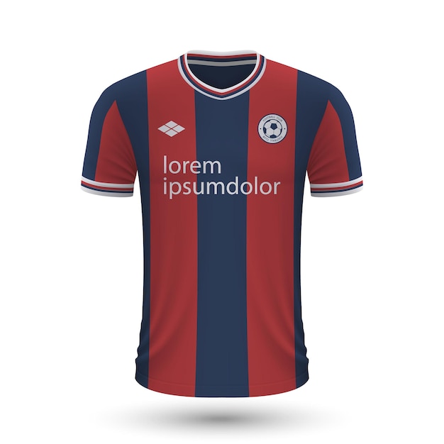 Realistic soccer shirt Bologna 2022, jersey template for footbal