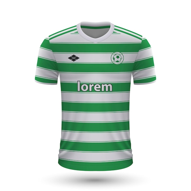 Реалистичная футбольная футболка Celtic 2022, шаблон майки для футбола