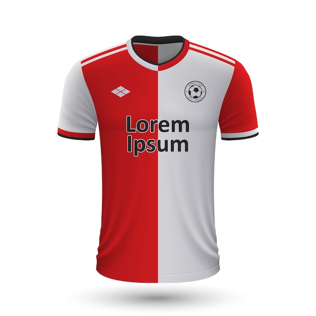 Realistic soccer shirt Feyenoord 2022, jersey template for footb