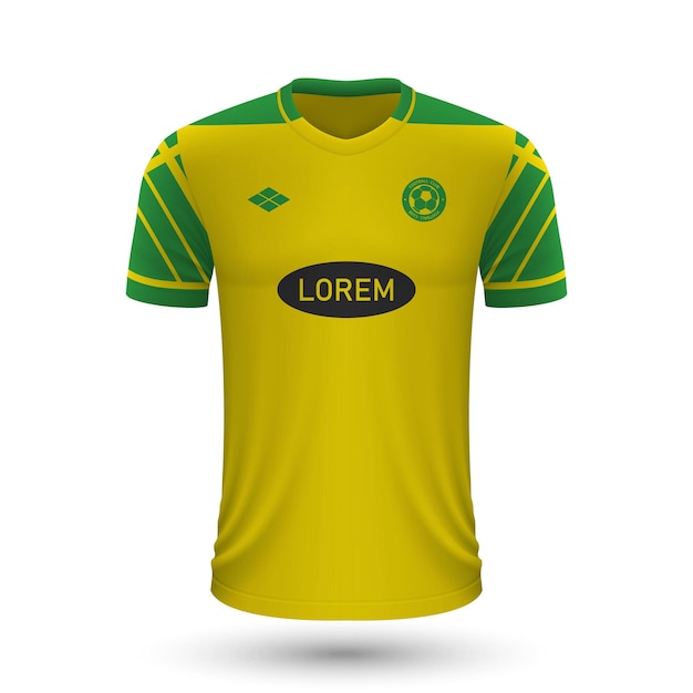 Maglia da calcio realistica norwich 2022, modello di maglia per calcio