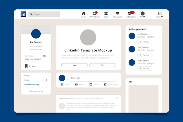 Вектор Реалистичный макет linkedin
