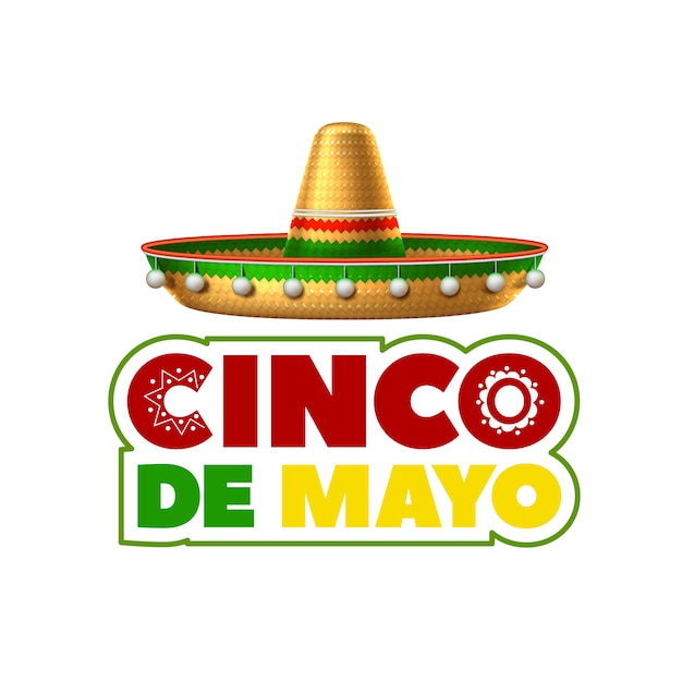 벡터 현실적인 솜브레로 3d 멕시코 모자 cinco de mayo