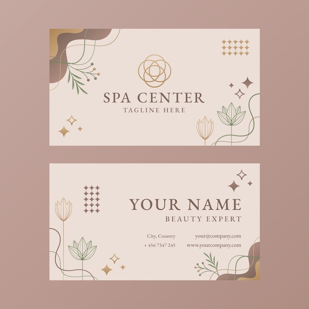 Vector realistic spa and health horizontal business card template