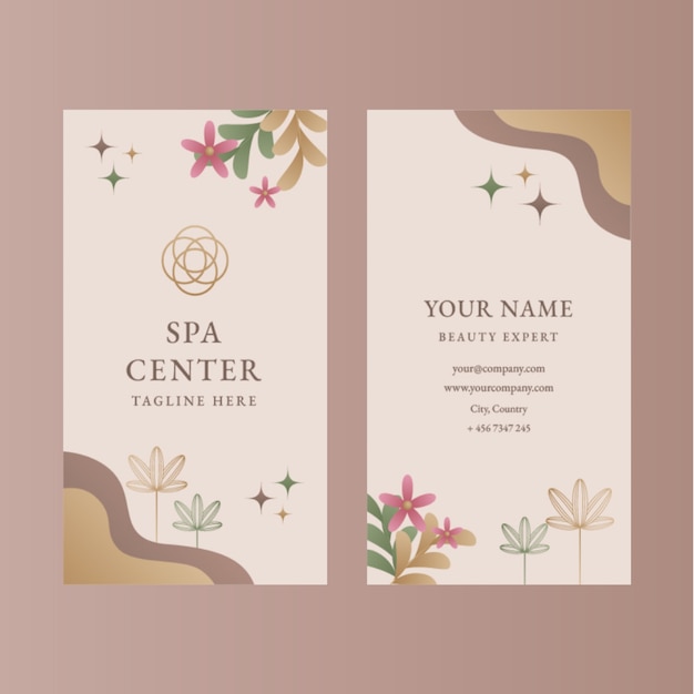 Realistic spa and health vertical business card template