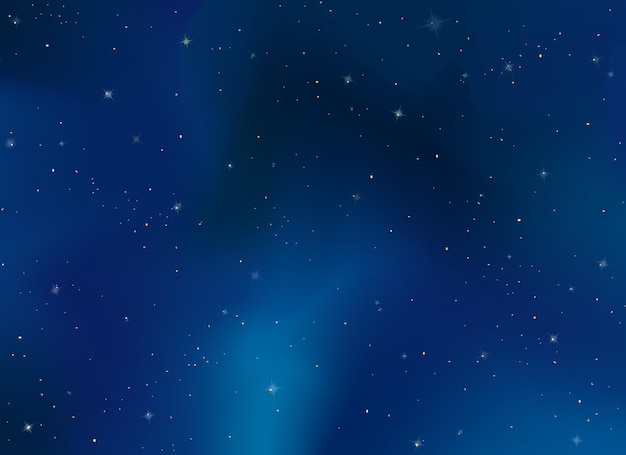 Fondo celeste del cielo di sera dello spazio realistico. modello di stelle luminose cosmiche, modello di notte stellata. illustrazione vettoriale per copertina, design, carta da parati, poster, sfondo