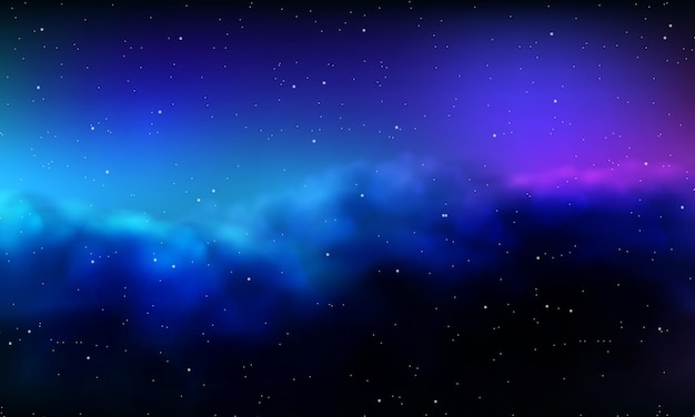 Realistic space nebula shining stars cosmos stardust magic galaxy universe night background vector