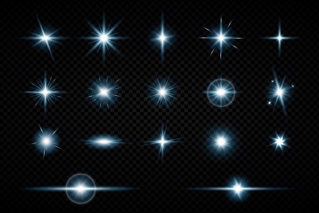 Realistic sparkling stars collection