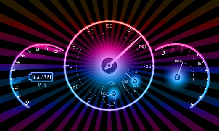 Vector realistic speedometer on black background