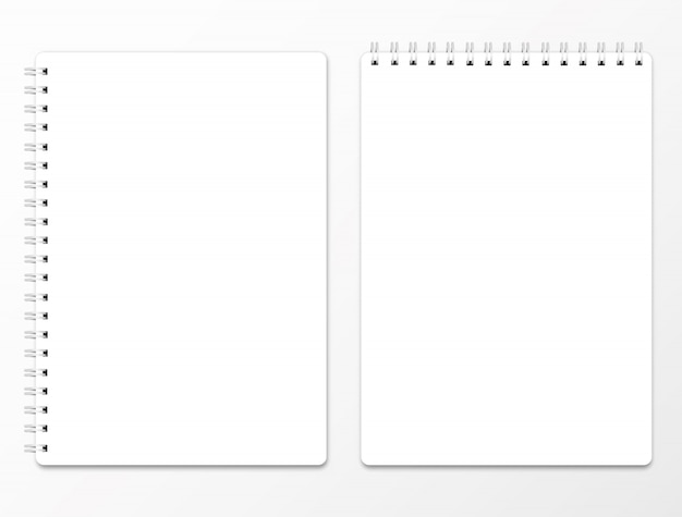 ベクトル 現実的なスパイラルノート。影付きのノートブックのフロントページをクリアします。