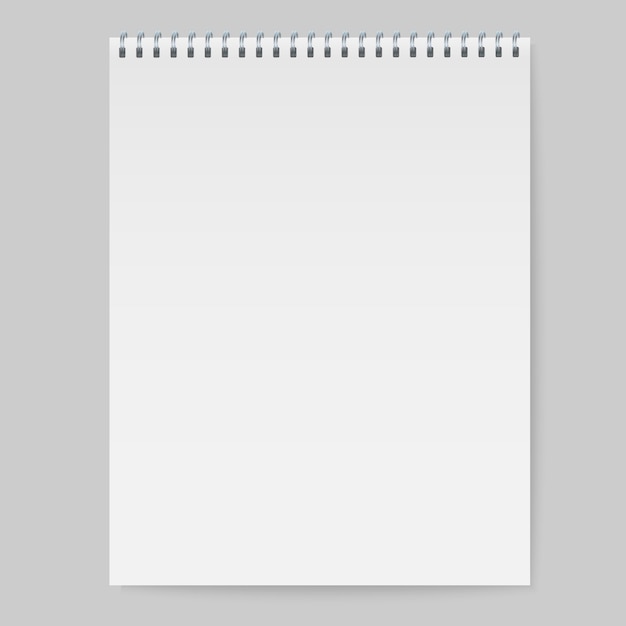 Realistic spiral notebook mockup, template copybook cover.