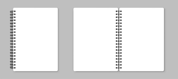 Вектор Реалистичная спиральная тетрадь макет рабочей тетради со спиралью пустая тетрадь с теневым вектором