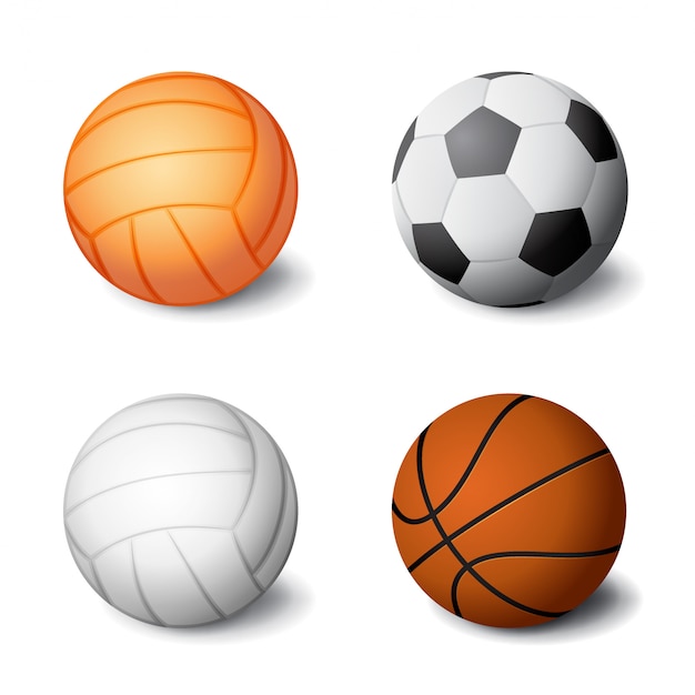 Realistic sports balls set icon