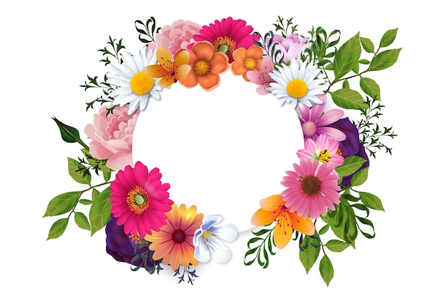 Vector realistic spring floral frame concept