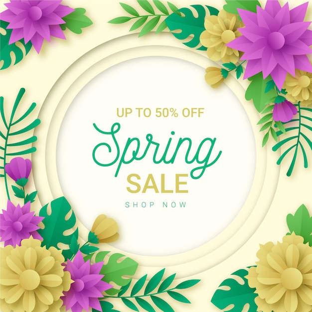 Vector realistic spring sale in paper style