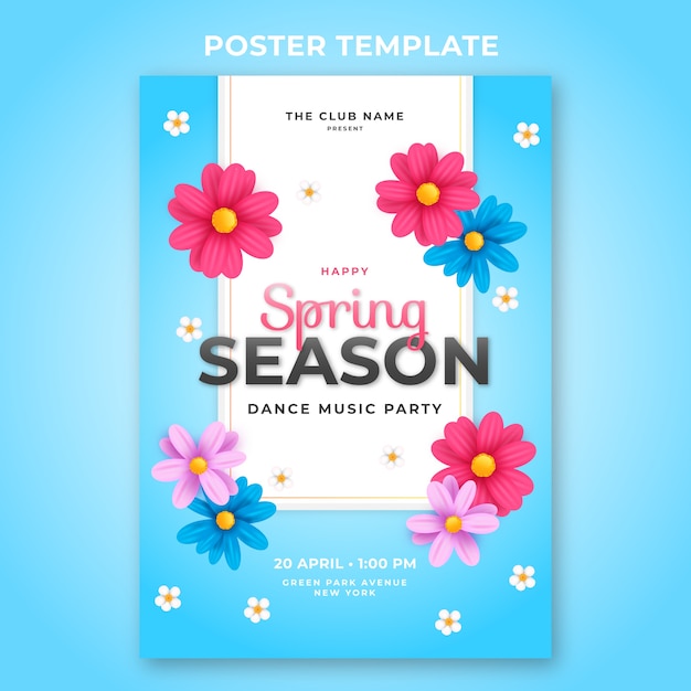 Vector realistic spring vertical poster template