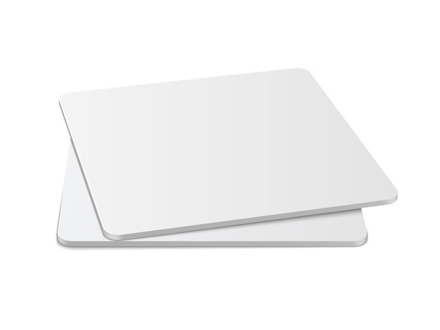 Vector realistic  square table coasters mockup set.  square beermat, bierdeckel isolated on white background with shadow.