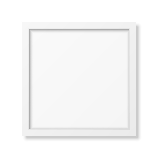 Vector realistic square white frame isolated on white.