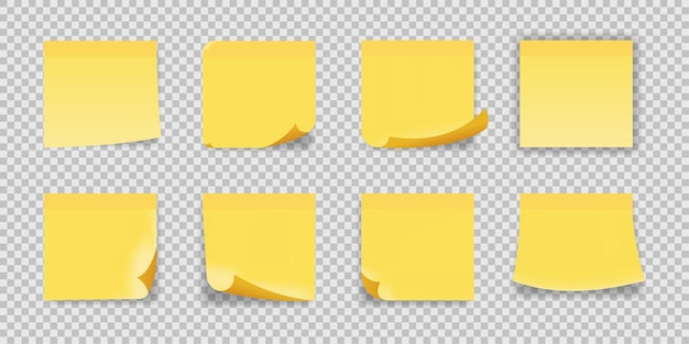 ベクトル 現実的な正方形の黄色い紙の粘着性のメモノートビジネステーマのために設定されたメモ帳