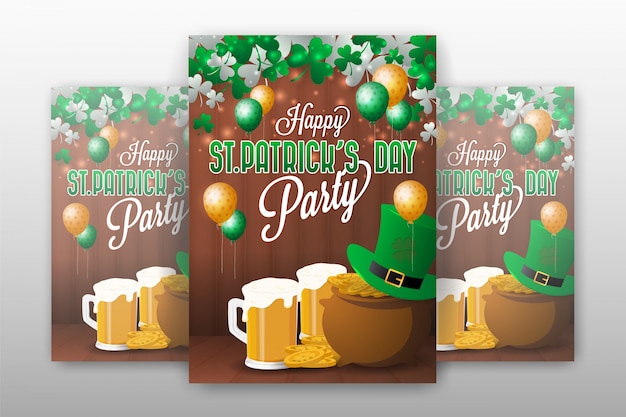 Realistic st. patrick's day party invitation template