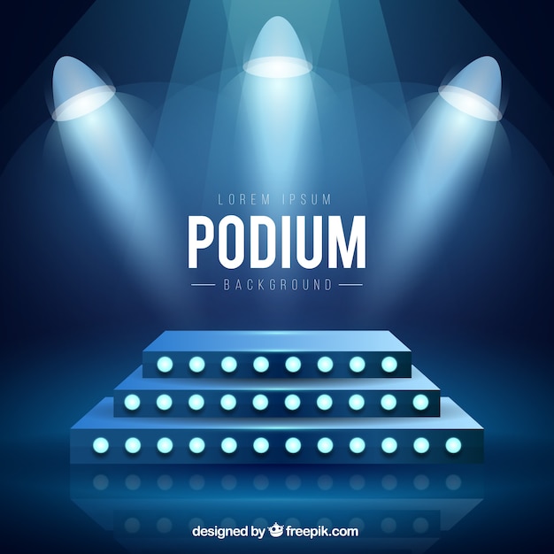 Realistic stage podium with elegant lightning