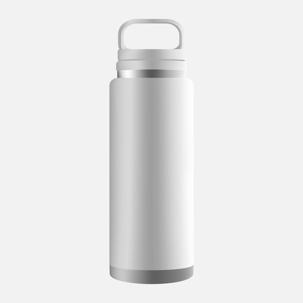 Vector realistic stainless steel water bottle vector mockup template