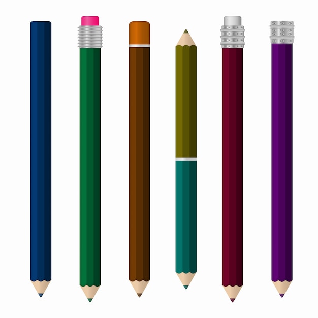 Realistic stationery school office supplies writing supplies pencils pens workspace tools vector