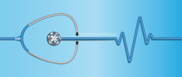 Vector realistic stethoscope healthcare background healthcare concept vector illustration