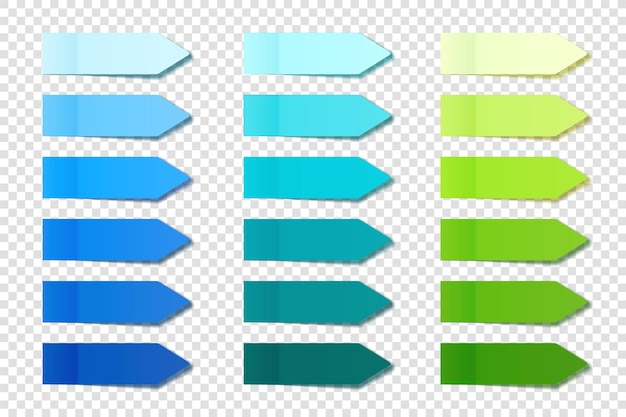 Вектор Реалистичные липкие заметки коллекция стрелок флаг вкладки пост заметки наклейки красочные липкие бумажные листы