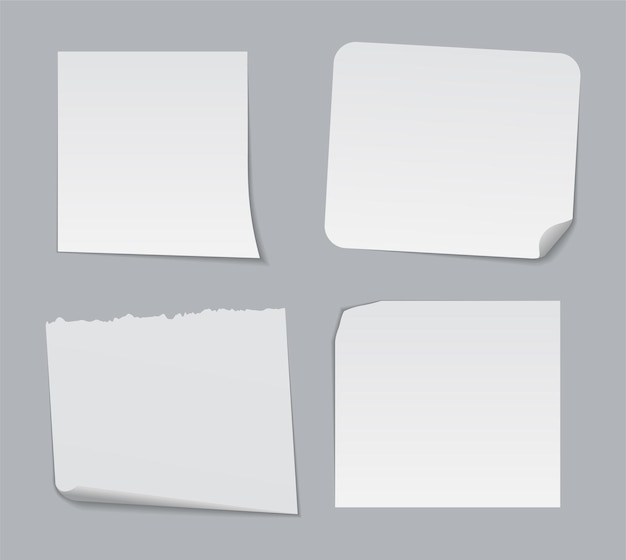 실제 그림자와 격리된 현실적인 스티커 메모 섀도우 종이가 있는 정사각형 스티커 용지 미리 알림