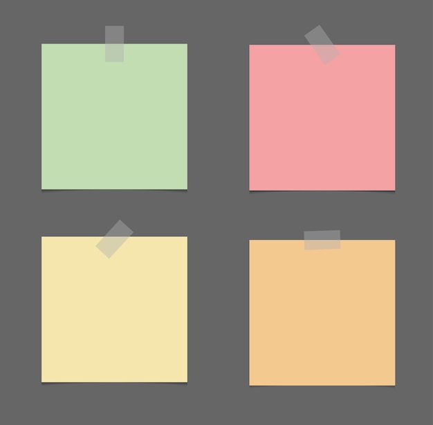 Vector realistic sticky notes isolated with real shadow on white background.