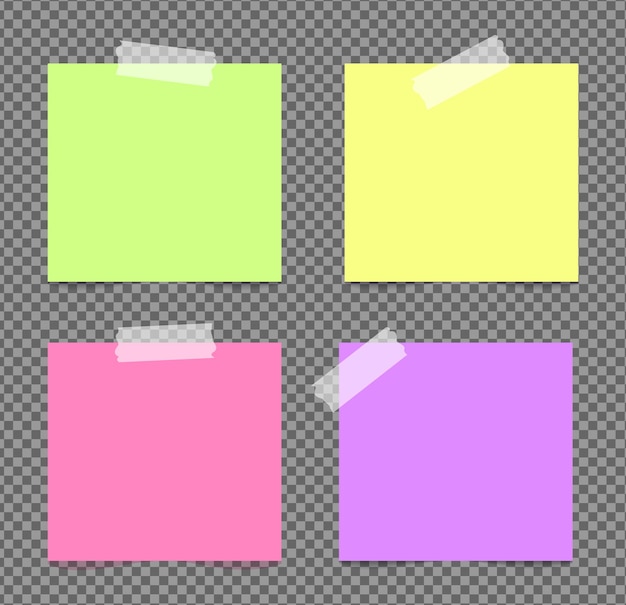 Realistic sticky notes isolated