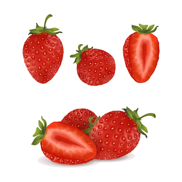 Vector realistic strawberry collection