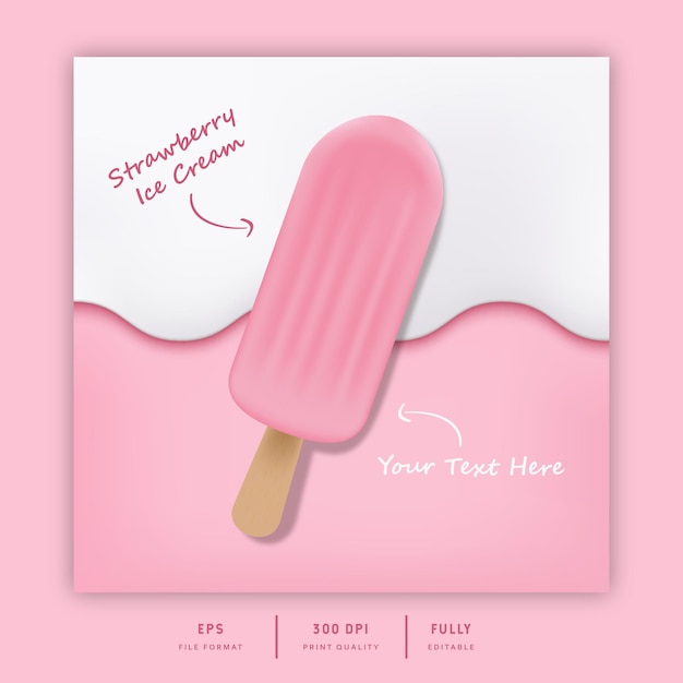 Vector realistic strawberry ice cream vector