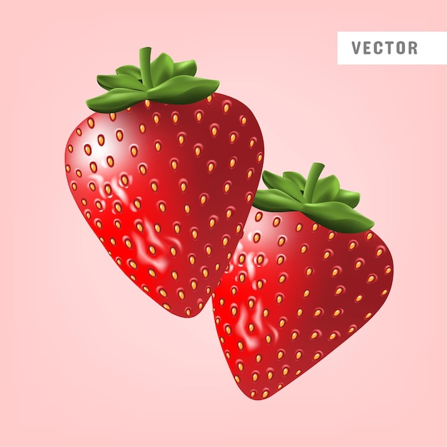 Realistic strawberry isolated on pink
