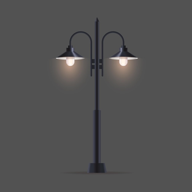 Реалистичный уличный фонарь или вектор уличного фонаря изолированный объект