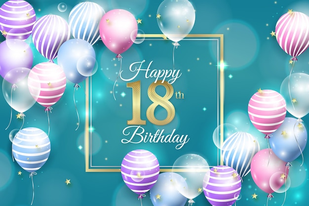 Vector realistic style 18th birthday background