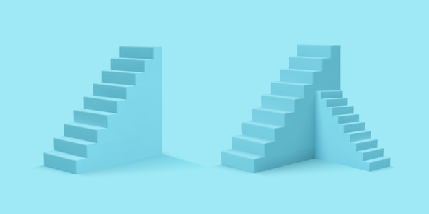Realistic style blue stairs
