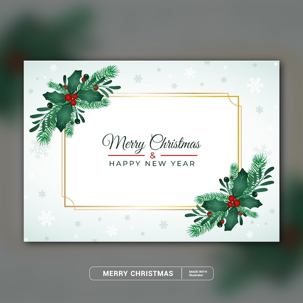 Stile realistico buon natale e anno nuovo sfondo cornice con banner promozione ornamenti