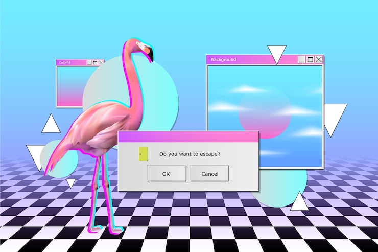 Vector realistic style vintage vaporwave background