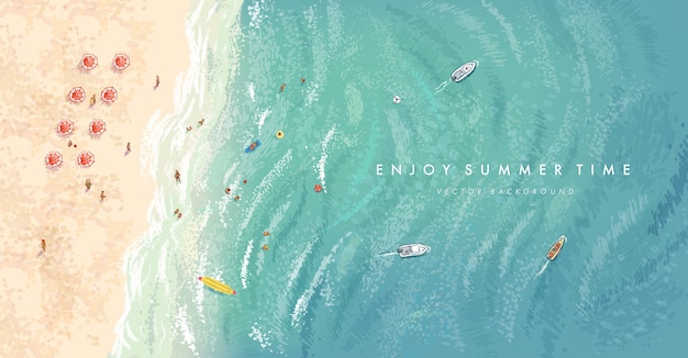 Vector realistic summer elements on a beach background