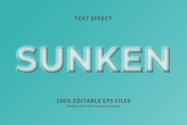 Realistic sunken style editable text effect vector