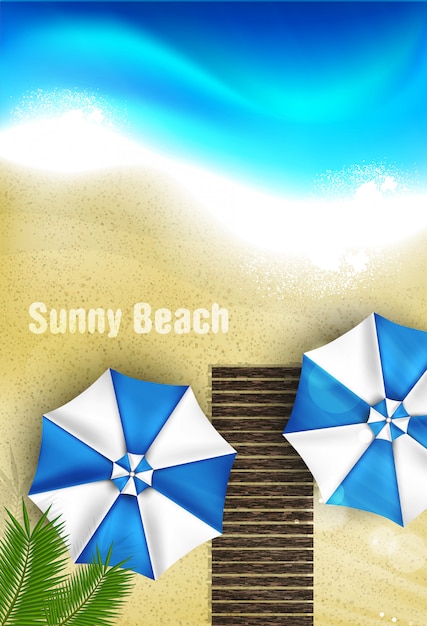 Vector realistic sunny beach top view