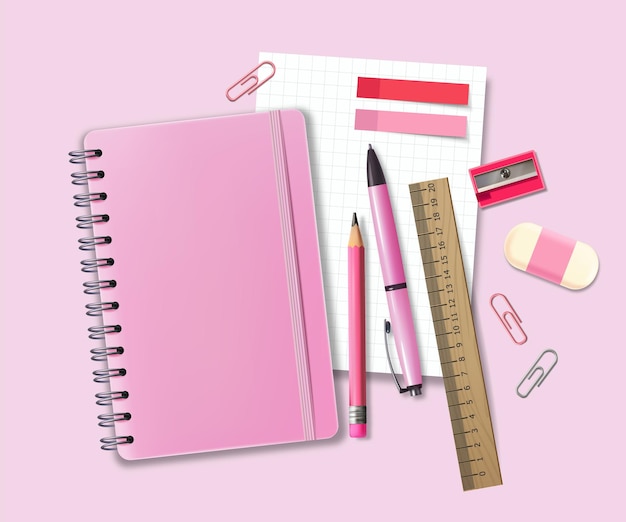 realistic supplies isolated set back to school background vector colorful school supplies vector