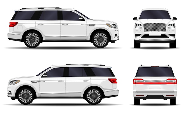 Vector realistic suv car. front view; side view; back view.