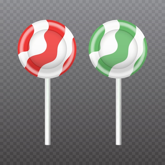 Vector realistic  sweet lollipop candy isolated on transparent background.