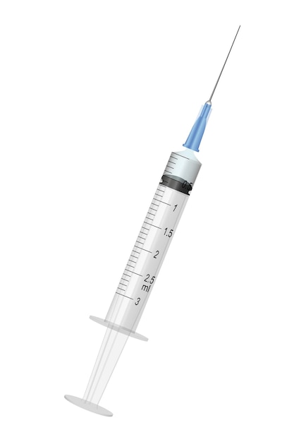 Realistic syringe with liquid Medical equipment for injection Graphic vector clip art EPS10